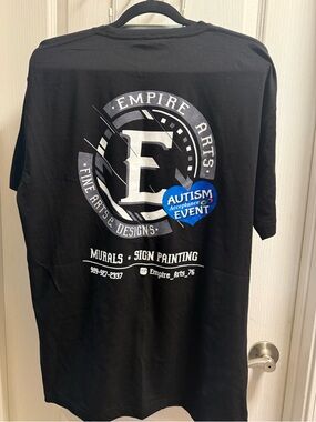 Empire Arts LLC Black Graphic Tee with Autism Acceptance Heart